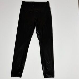 Lululemon Black Shine High Rise Leggings Size 6 Faux Leather Look